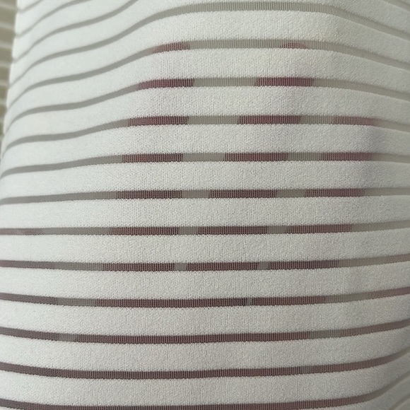 Simons Stripe Mesh Panel Crew Neck Tee - White, Size XL - Picture 4 of 6